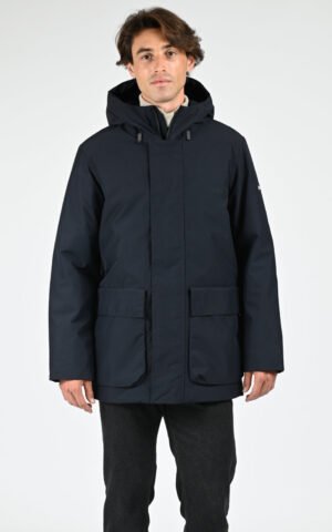 Parka longue à capuche noir