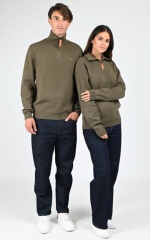 Pull maille Lewis Patch mixte kaki