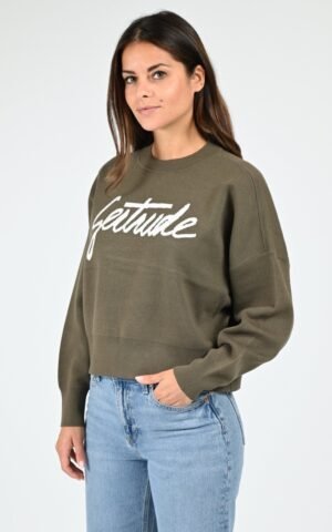 Pull maille Nath Script kaki