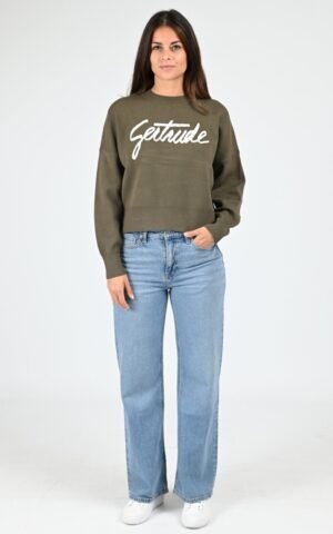 Alternative view of Pull maille Nath Script kaki