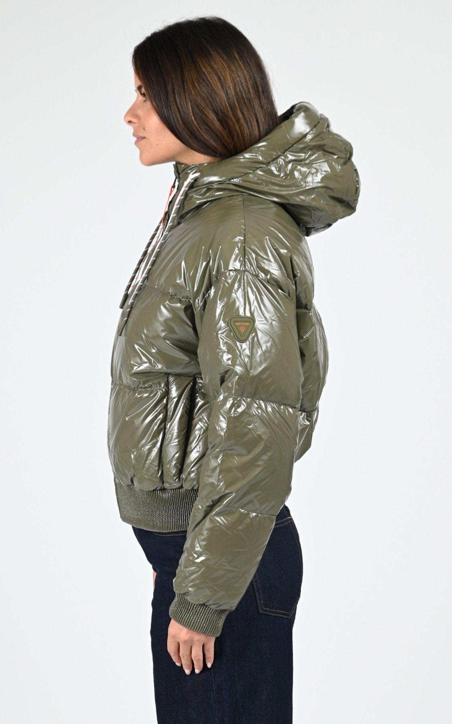 Doudoune courte shiny Nine kaki – Image 3