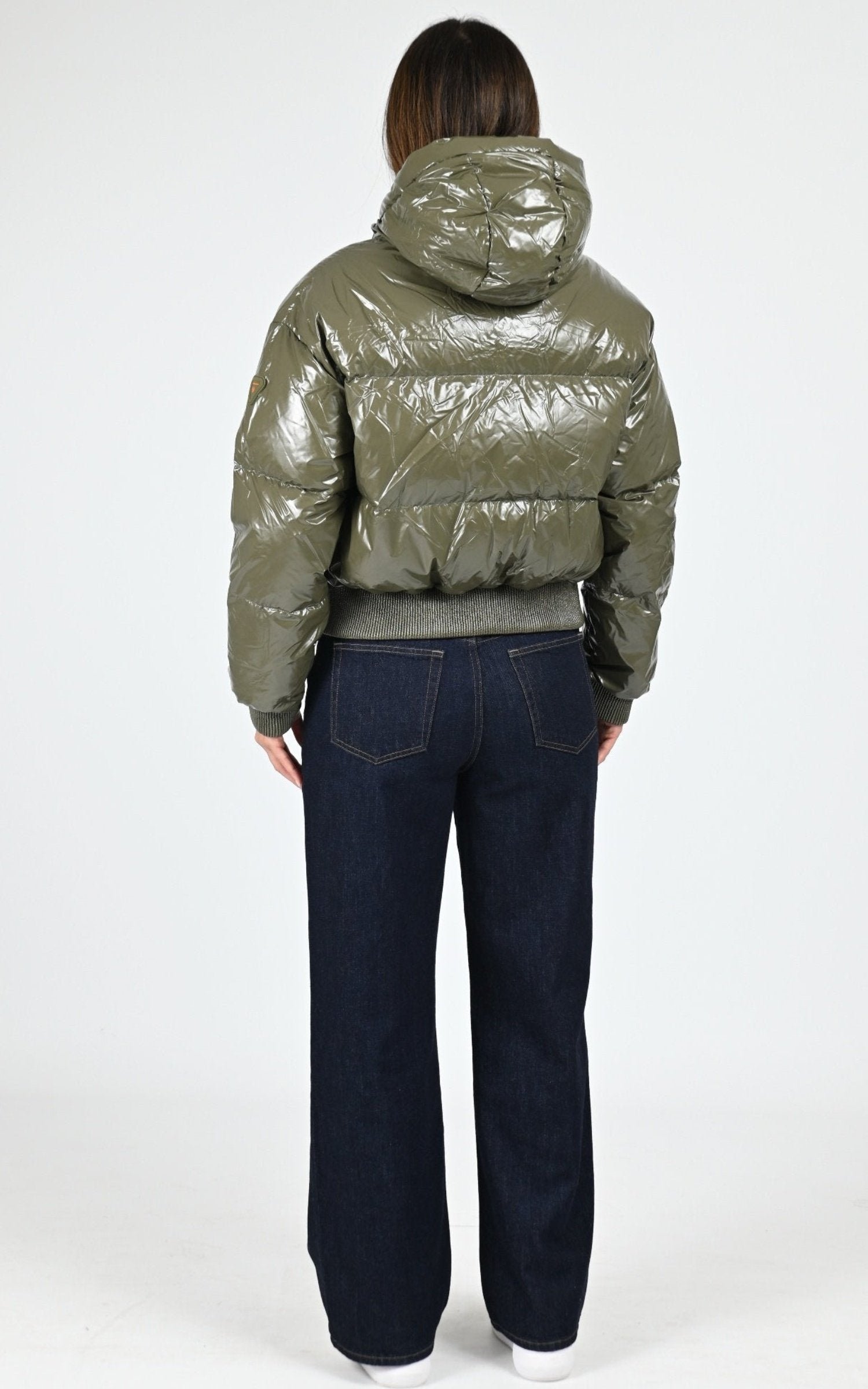 Doudoune courte shiny Nine kaki – Image 4