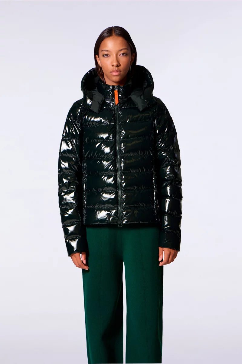 Doudoune courte ajustée matelassée France Bright Dark Forest