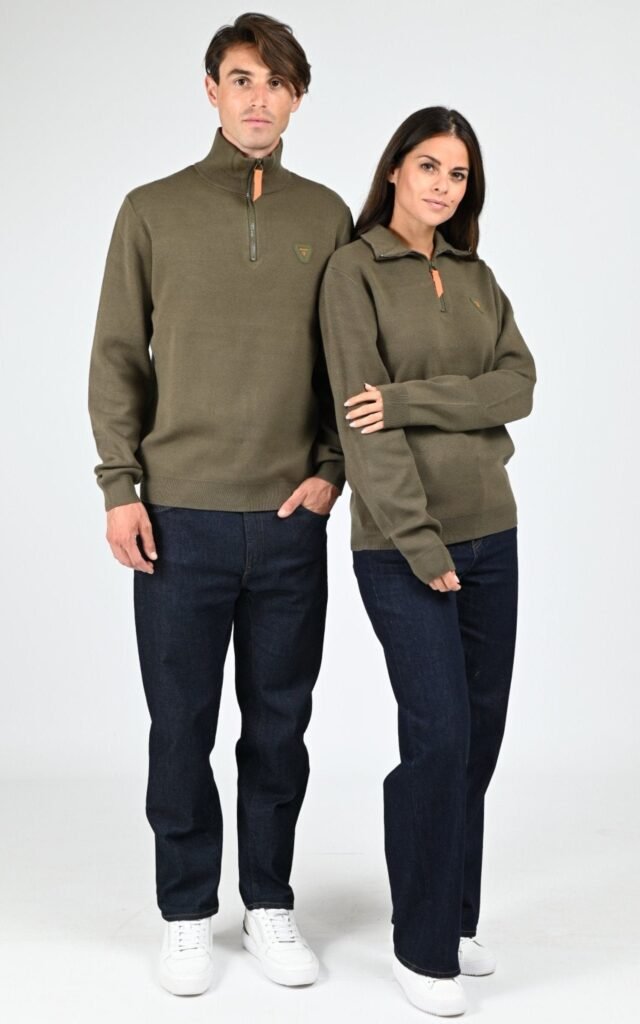 Pull maille Lewis Patch mixte kaki